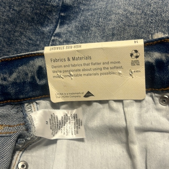 A.N.A Jeans Sz 14 Distressed Stretch High Rise Recycled Cotton Lycra Blend - Picture 5 of 7